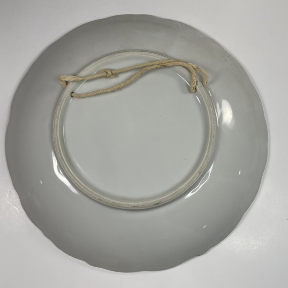 Vintage Hand painted Ceramic Multicolor Flower Wall Plates Gold Rim Set Of 2 - Picture 7 of 9